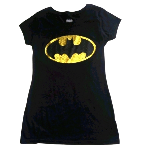 DC Comics Tops - DC Comics Black Batman Faux Sequin Tee Shirt Size 7/9 Juniors Medium